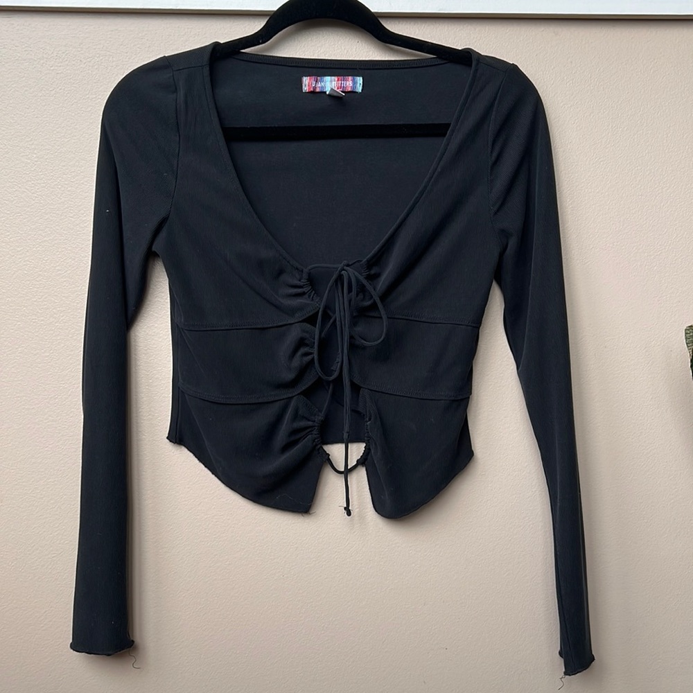 Urban Outfitter Black Front Tie Shirt